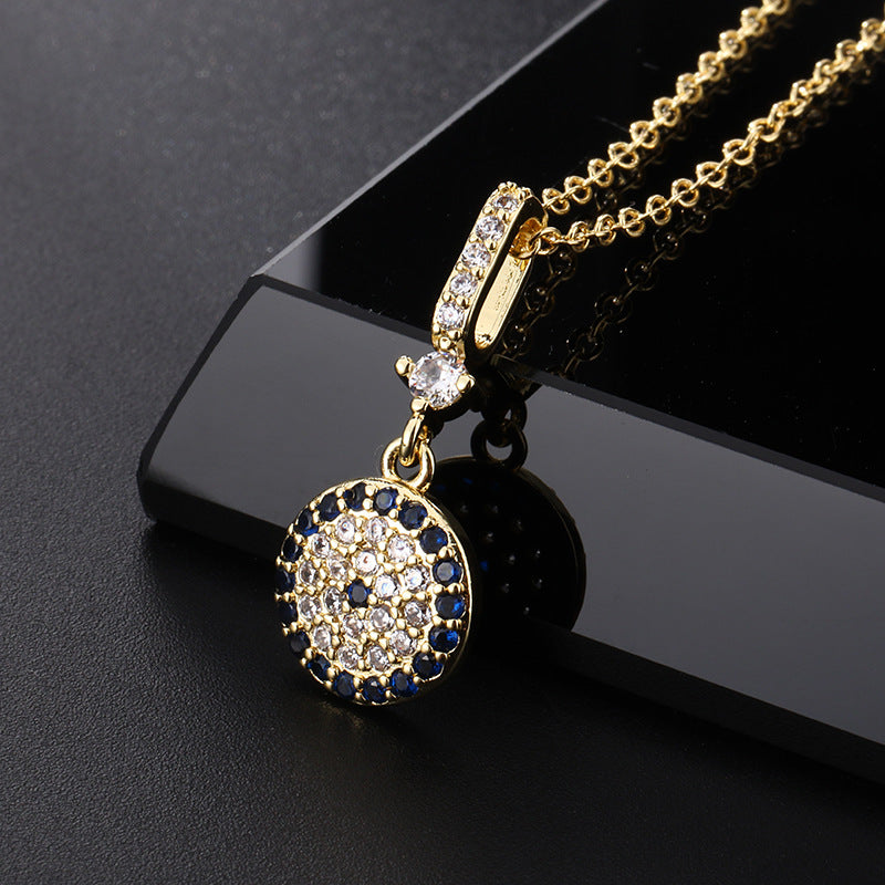 Wholesale Copper Clavicle Chain Colored Zircon Eye Pendant Evil Eye Necklaces ACC-NE-SY011