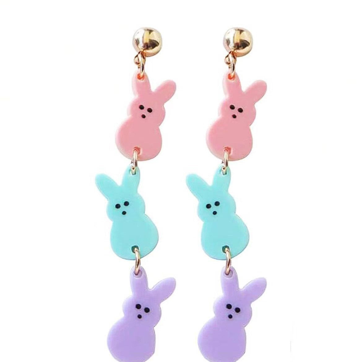 Wholesale Easter Wooden Bunny Acrylic  Earrings
