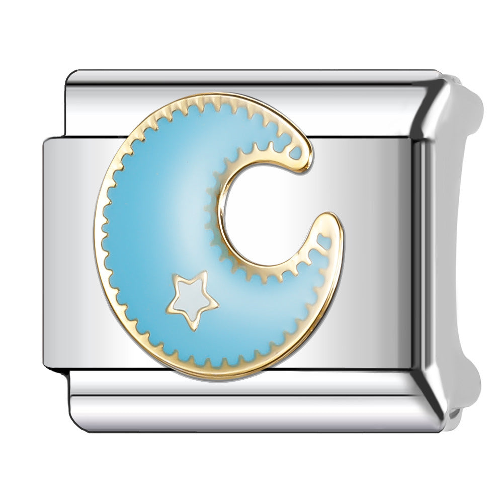 Wholesale Italian Charm Bracelet 9mm DIY Splicing Star Moon Planet Stainless Steel Composable Bracelet