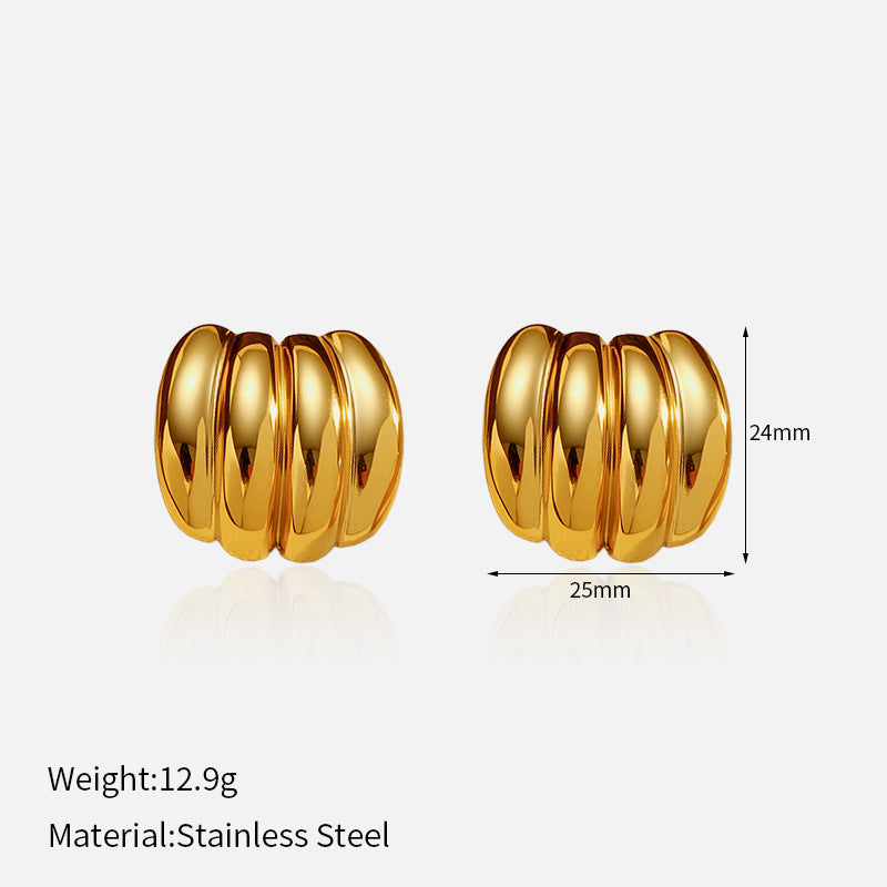 Wholesale Versatile Stainless Steel 18K Asymmetrical Geometric Earrings