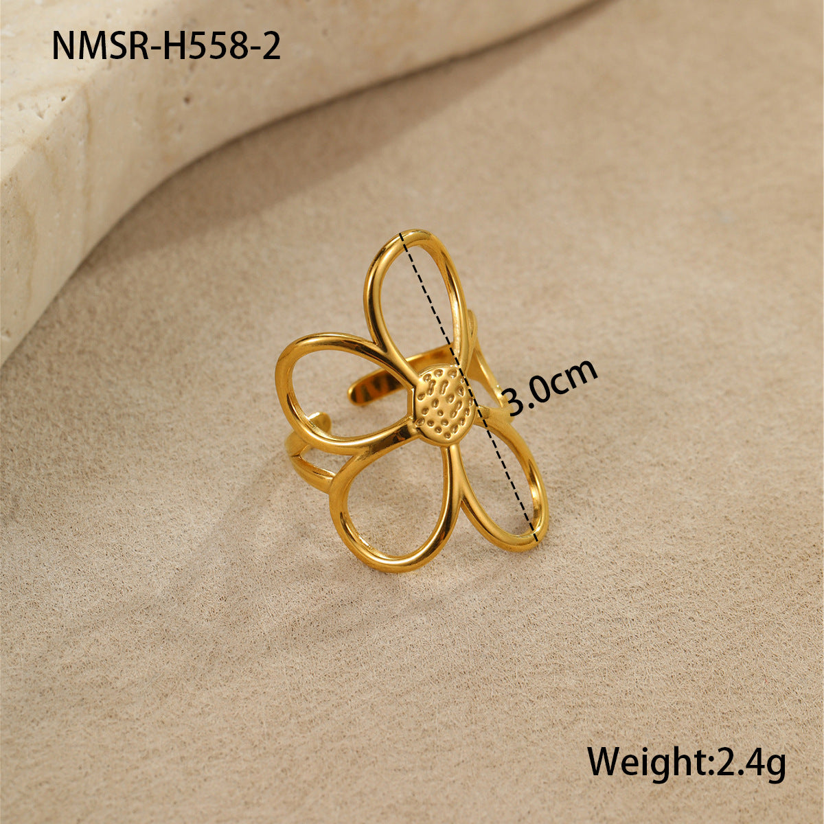 Wholesale  Gold and Silver Color Matching Hollow Flower Stainless Steel  Ring  Earrings