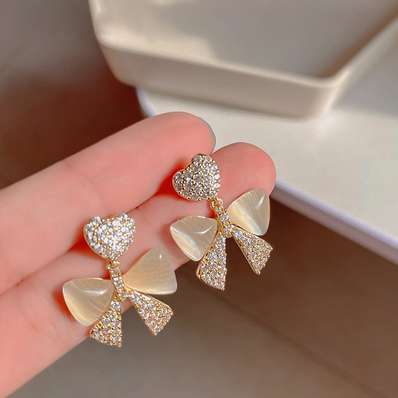 Wholesale Silver Zircon  Shell Flower Tassel Earrings