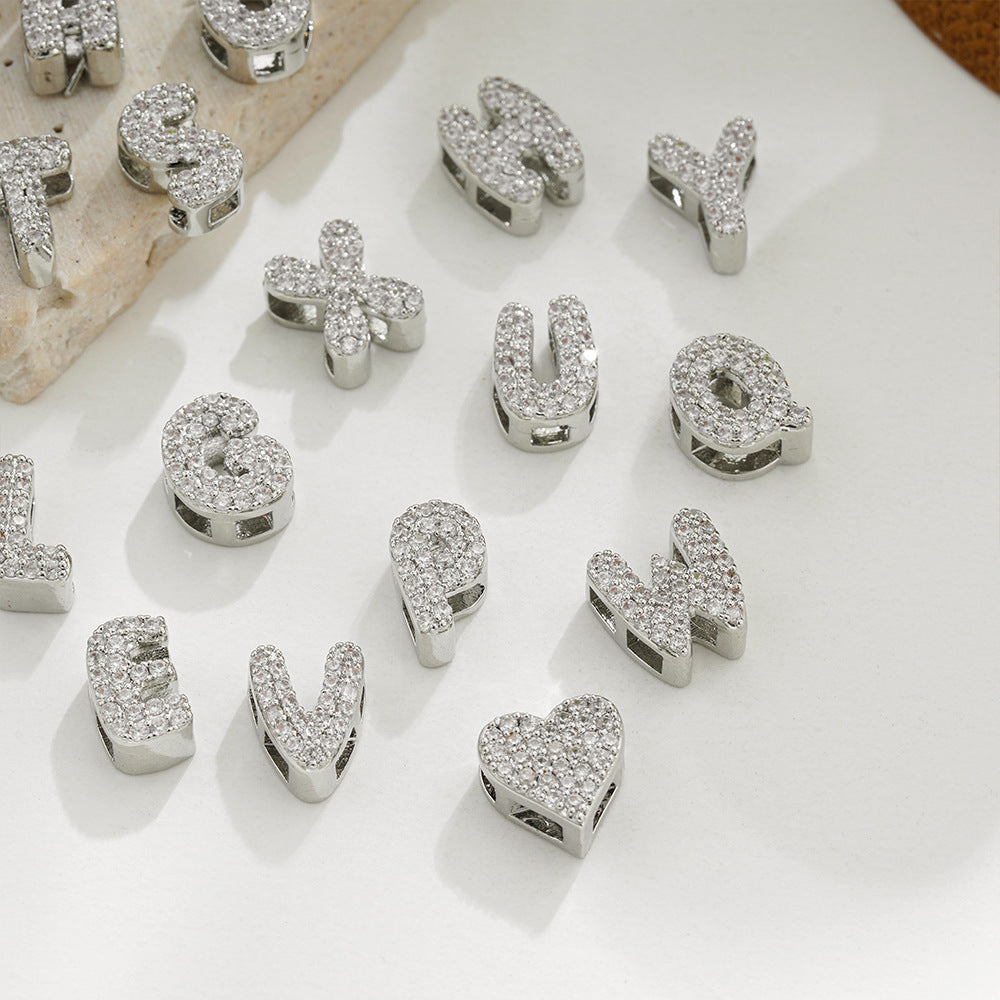 Wholesale  18k gold zircon balloon bubble 26 English letter pendant necklace