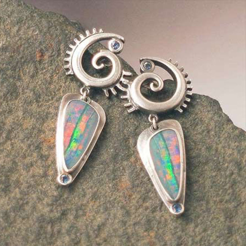 Wholesale  Geometric Spiral Color Enamel Earrings