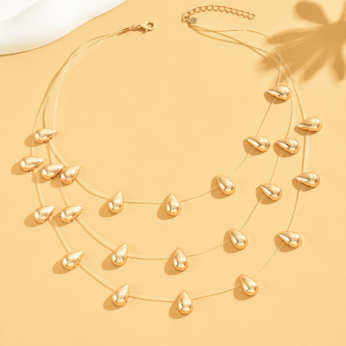 Wholesale Multilayer Punk Bohemian Metal Teardrop Pendant Necklace