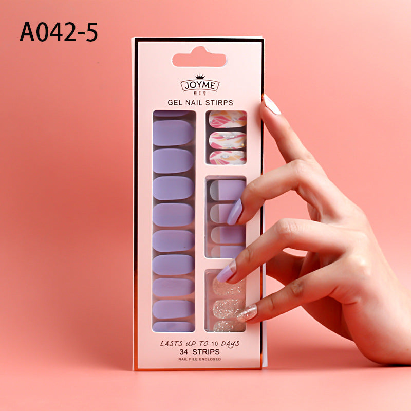 Wholesale Plastic Nail Stickers, Waterproof, Baking Free, Solid Color Nail Stickers, 34 Stickers Without Curling Edges ACC-NS-XKQ007