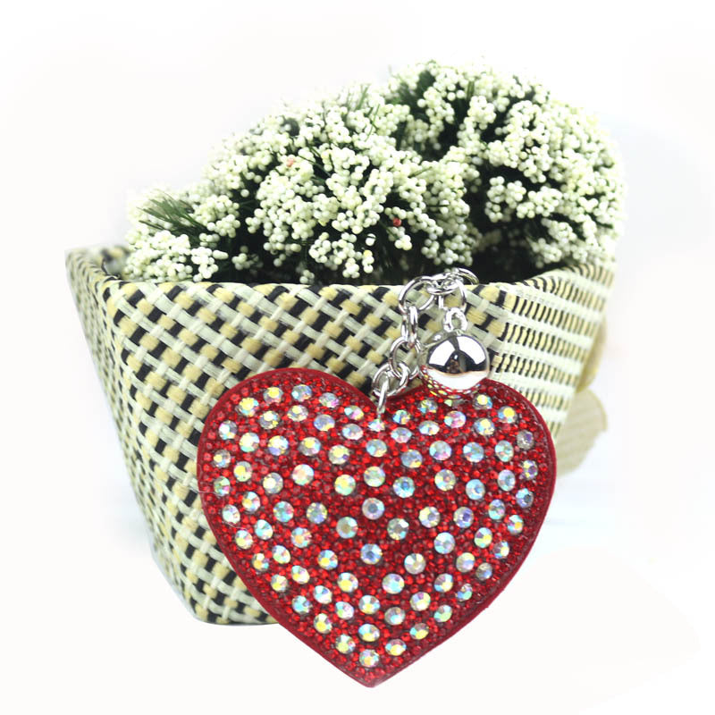 Wholesale  multi-color colored diamond inlaid heart love keychains
