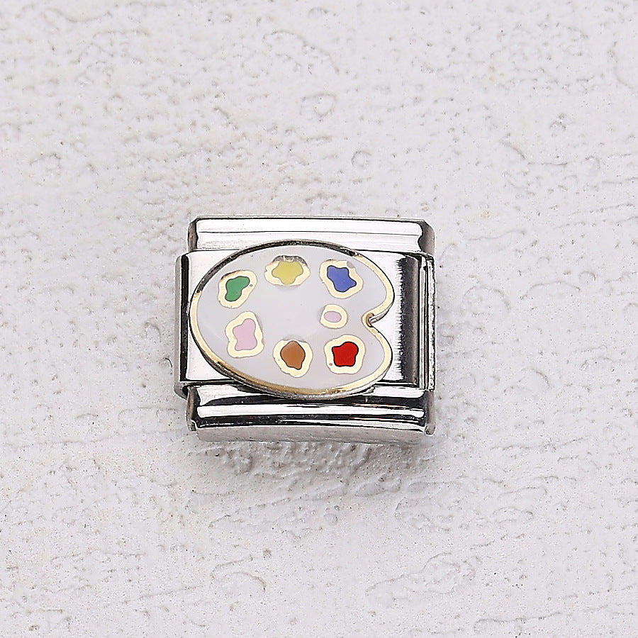 Wholesale 10pcs Italian Charm Bracelet 9mm DIY Splicing Cherry Paper Plane Stainless Steel Composable Bracelet