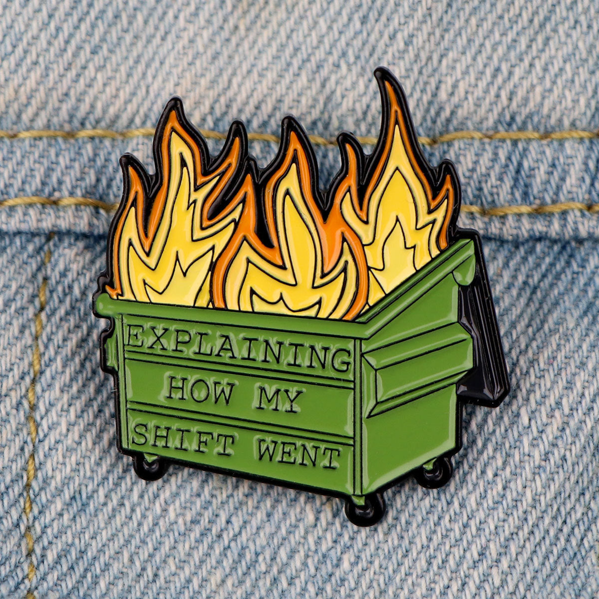 Wholesale Trash Can English Lettering Quote Brooch Badge