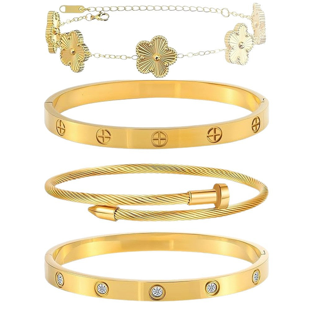 Wholesale Titanium Steel Pastoral Style Bracelet with Diamond Jewelry Accessory for Boutique Resale