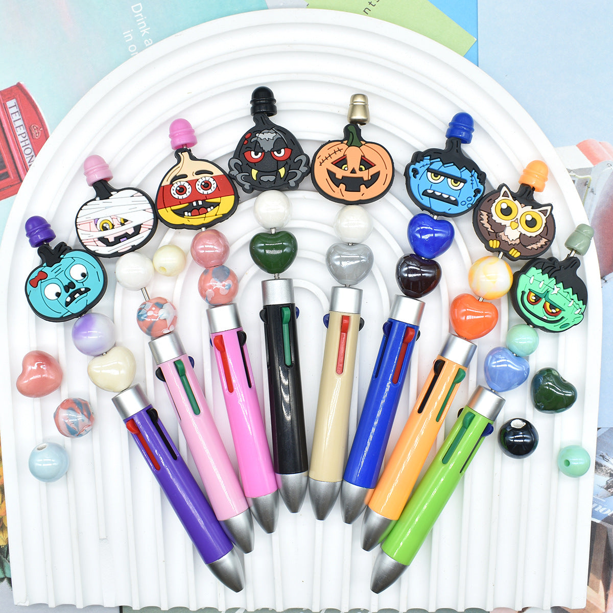 Wholesale Random 100pcs Halloween PVC Soft Beads DIY Bead Pen Accessories ACC-BDS-RYY009