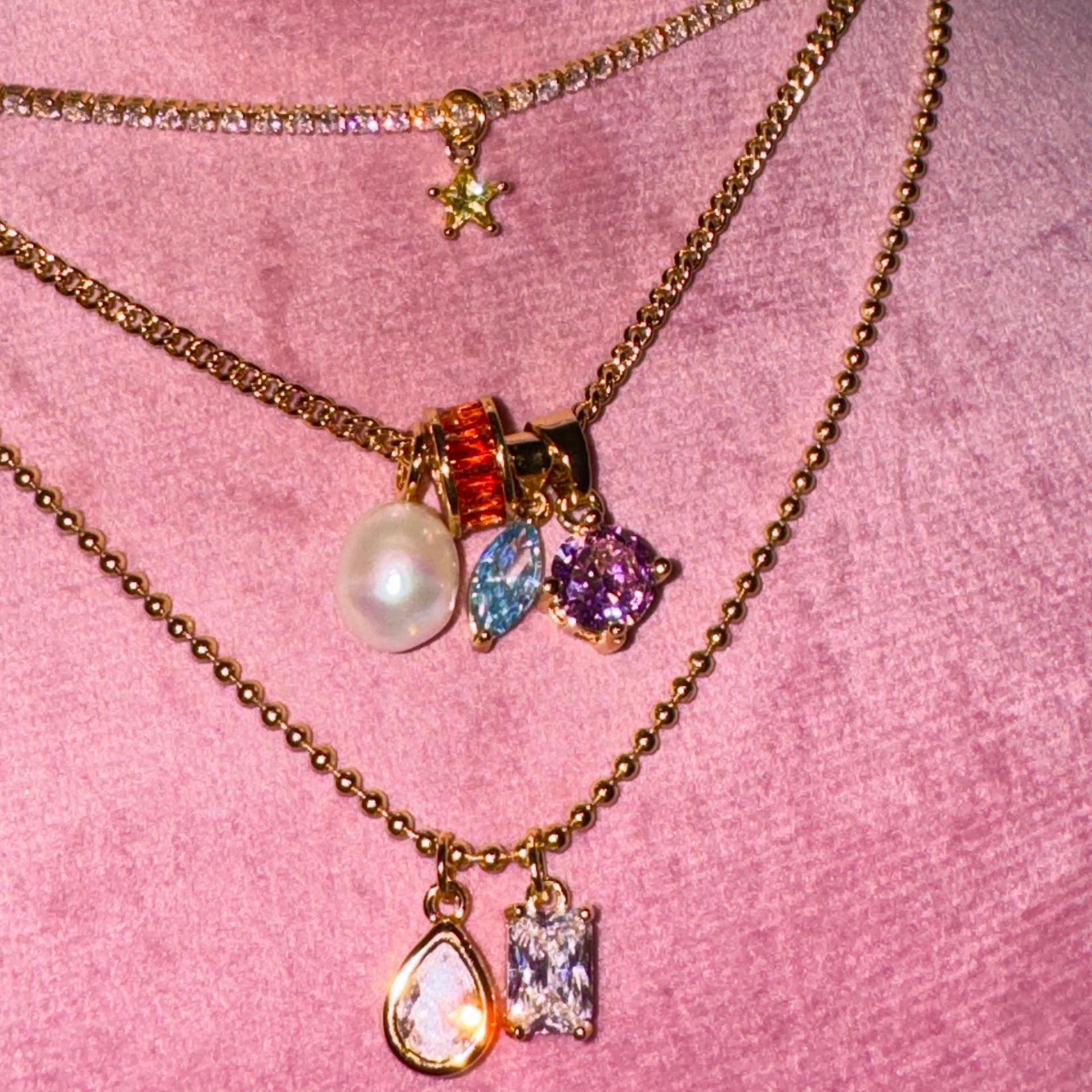 Wholesale Stainless steel pendant necklace with cubic zirconia