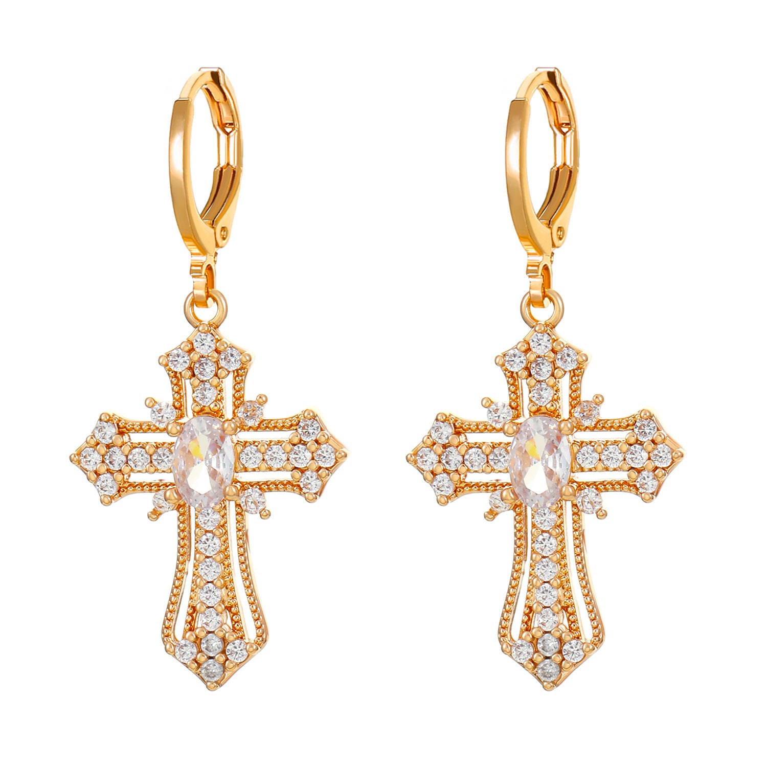 Wholesale Dark Diamond Cross Earrings