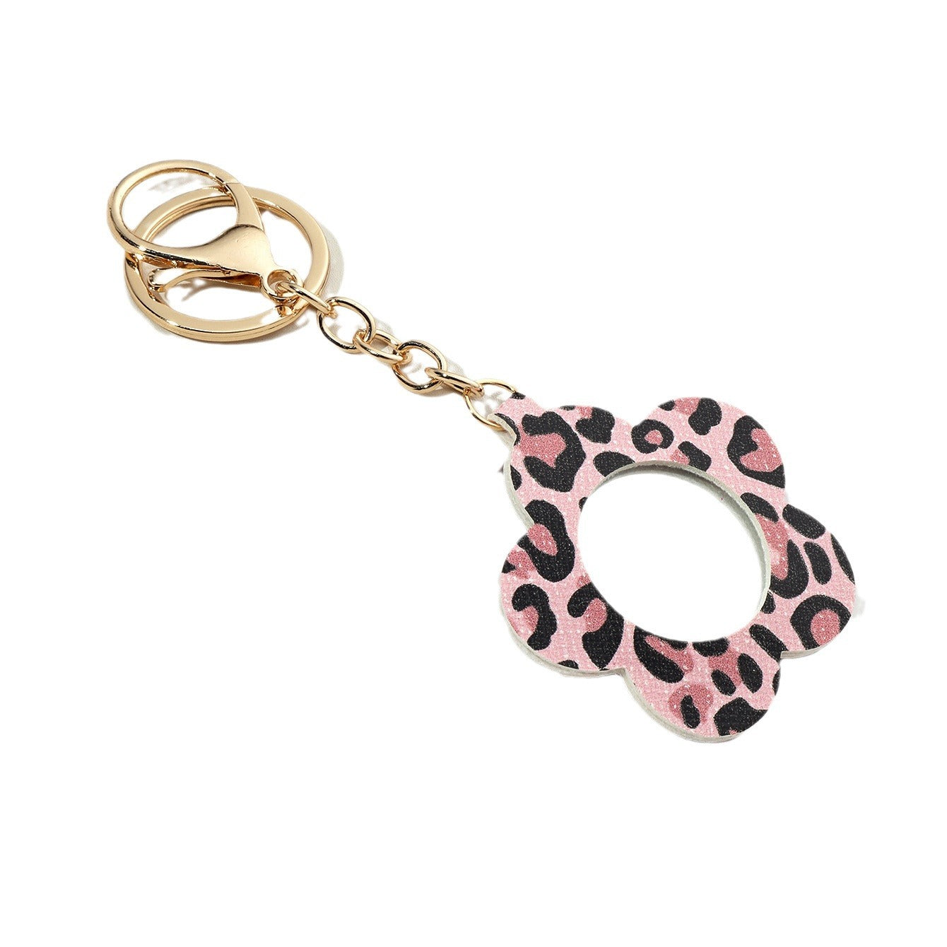 Wholesale Leopard Flower Small Mirror PU Leather Keychains ACC-KC-XTZ005