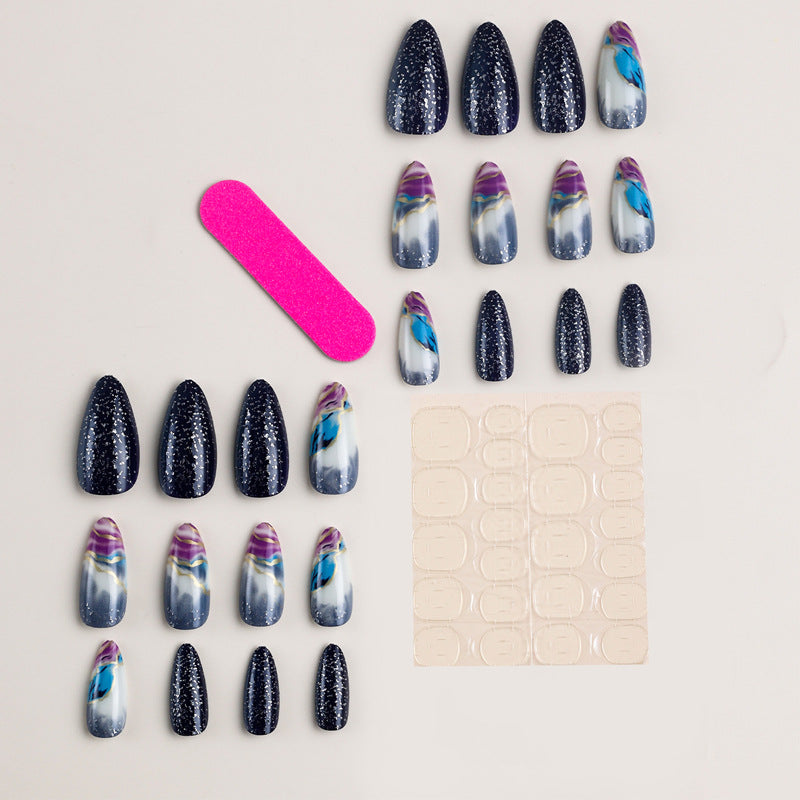 Wholesale Plastic Press on Nails Kits Colorful Halo Starry Sky Nail Enhancement ACC-NS-MeiSu003