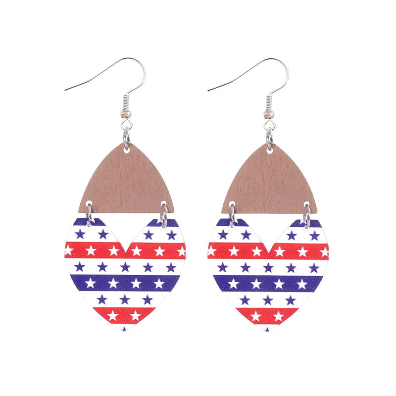 Wholesale Independence Day Star Earrings Striped Love Acrylic Stitching Earrings