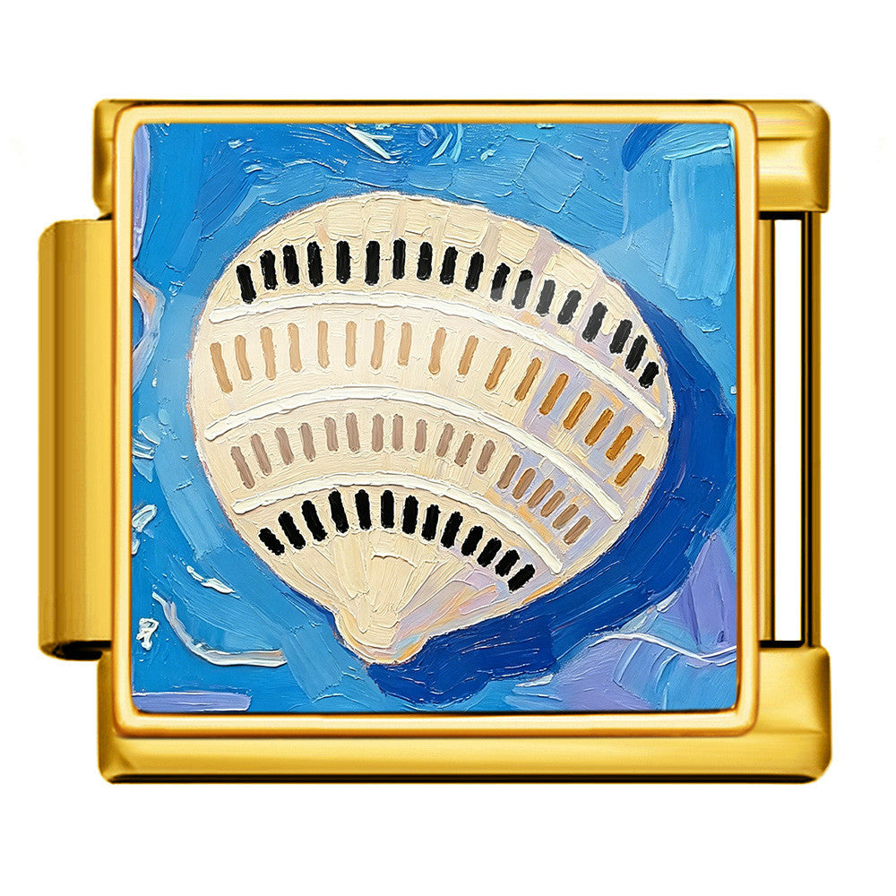 Wholesale Summer Beach Shell Square Painting Pattern Stainless Steel Bracelet DIY Fashion Accessory
