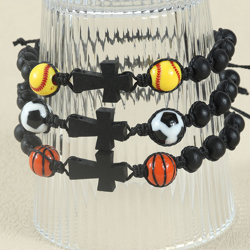 Wholesale Sports Baseball beaded woven bracelet