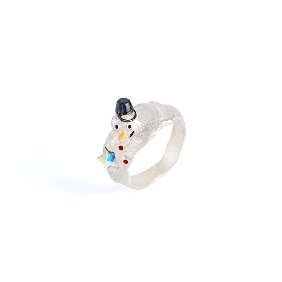 Wholesale Cute Snowman Finger Ring Fashion Personalized Christmas Ring