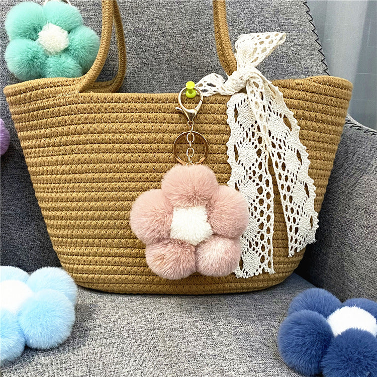 Wholesale Cute Flower Plush Keychain Red Plush Bag Charm For Bags And Car Keys Everyday Use Gift Boutique Resale