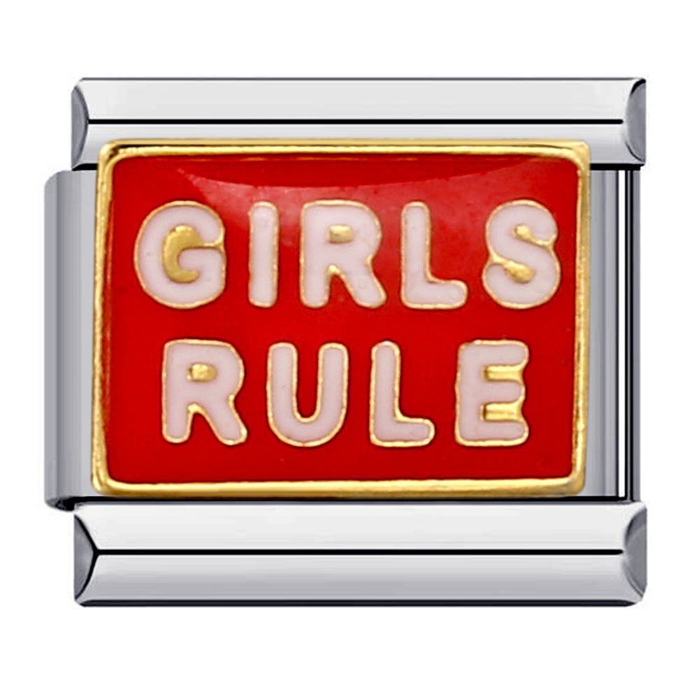 Wholesale Italian Charm Bracelet 9mm DIY Splicing Removable Red Element Stainless Steel Composable Bracelet