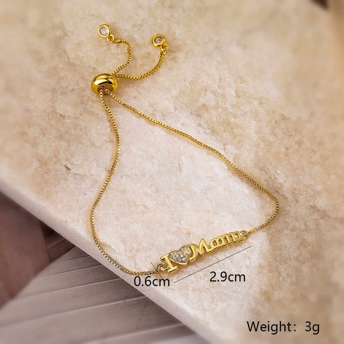 Wholesale 18K Gold Zircon MAMA Bracelet ACC-BT-AG001