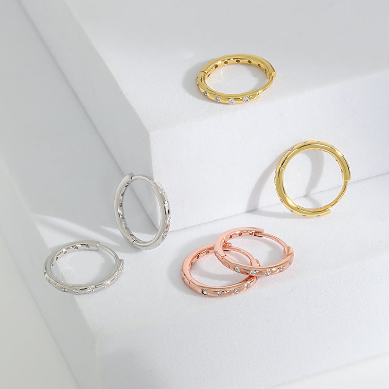 Wholesale  Diamond Ring Earrings  Rose Gold Folded Earrings