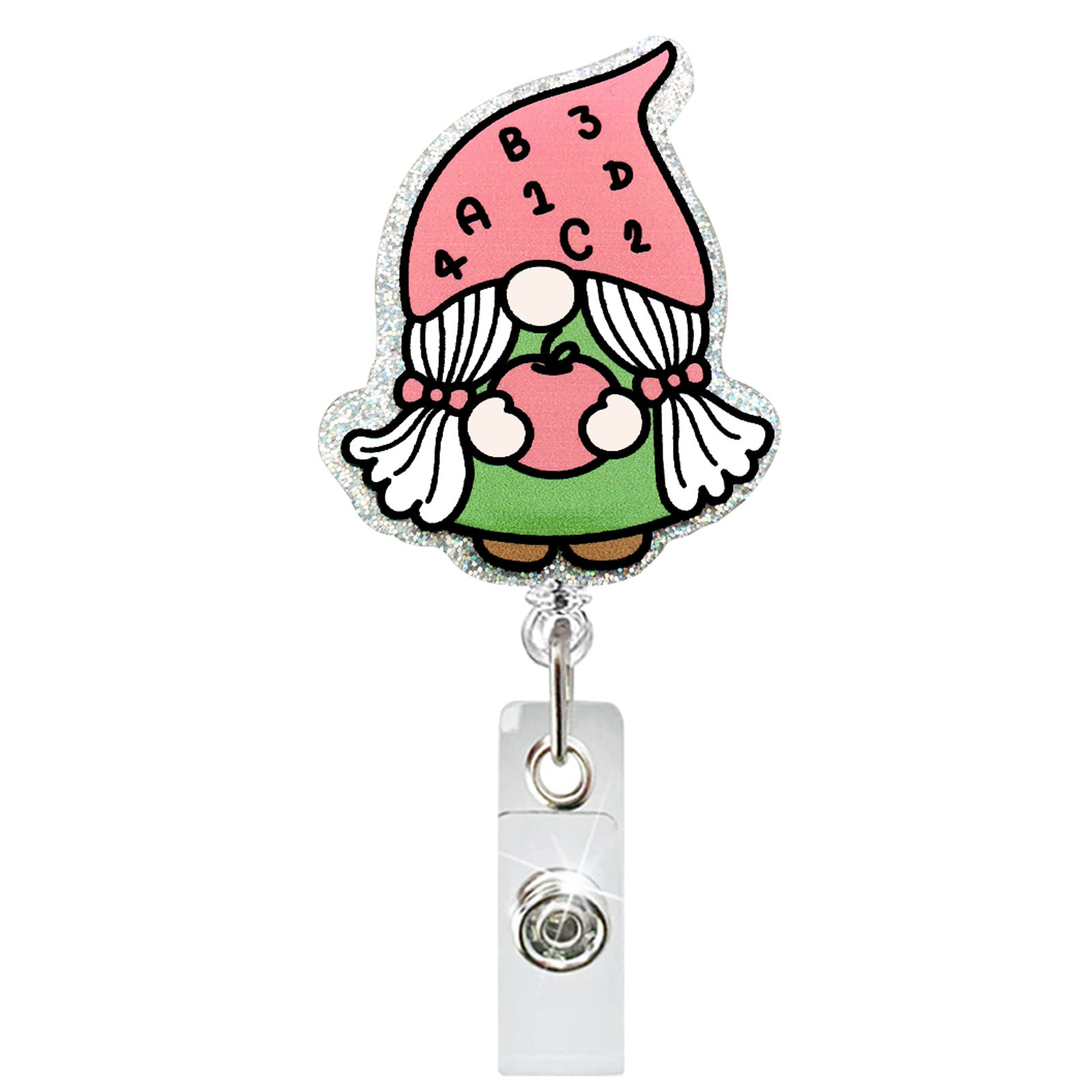 Wholesale Acrylic Teacher and Student Retractable Badge Keychain ACC-KC-QiDing024