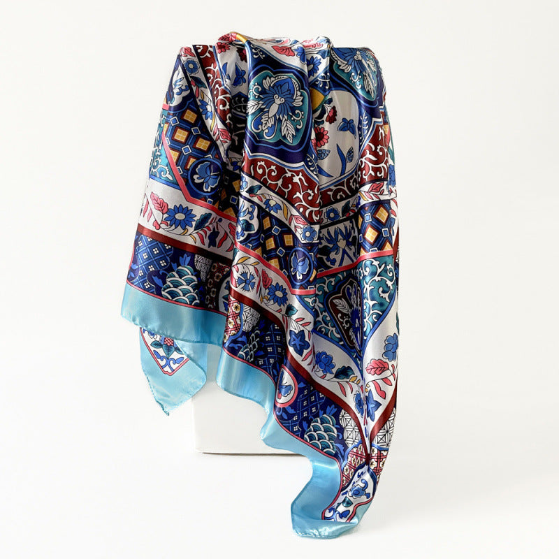 Wholesale Large Square Scarf Vintage Printed Scarf 90cm Turban