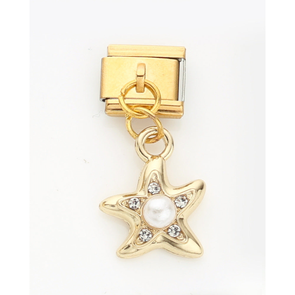 Wholesale 10pcs Italian Charm Bracelet 9mm DIY Splicing Golden Cherry Mushroom Stainless Steel Composable Bracelet