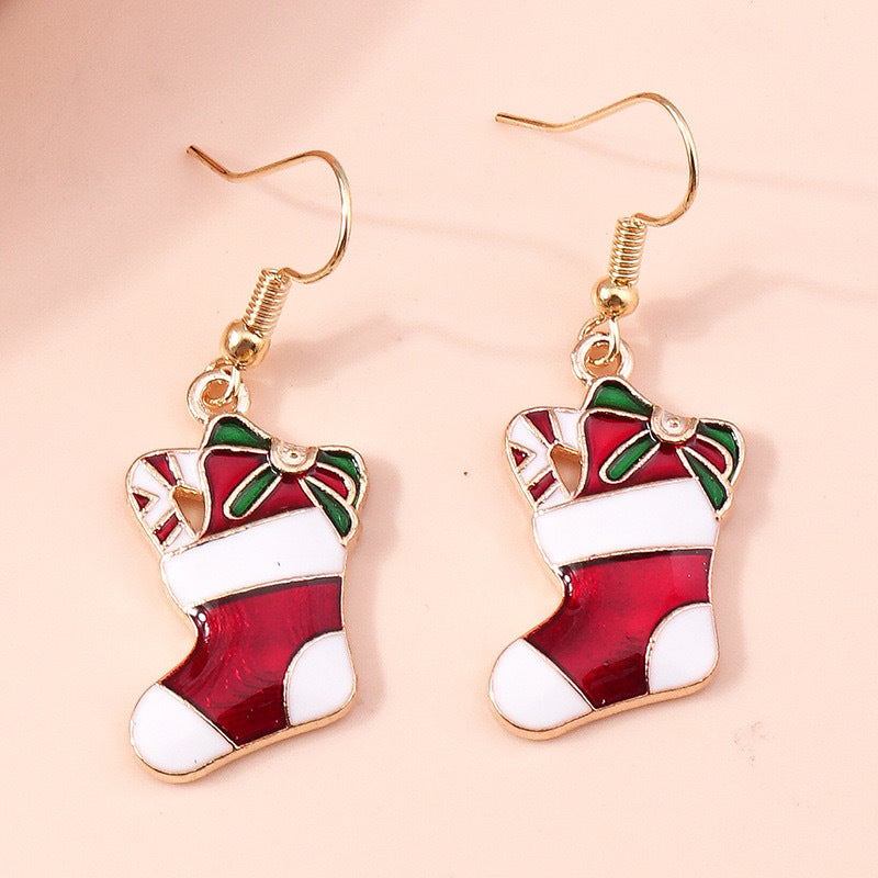 Wholesale Christmas Earrings  Christmas Hat Elk Christmas Bell Earrings