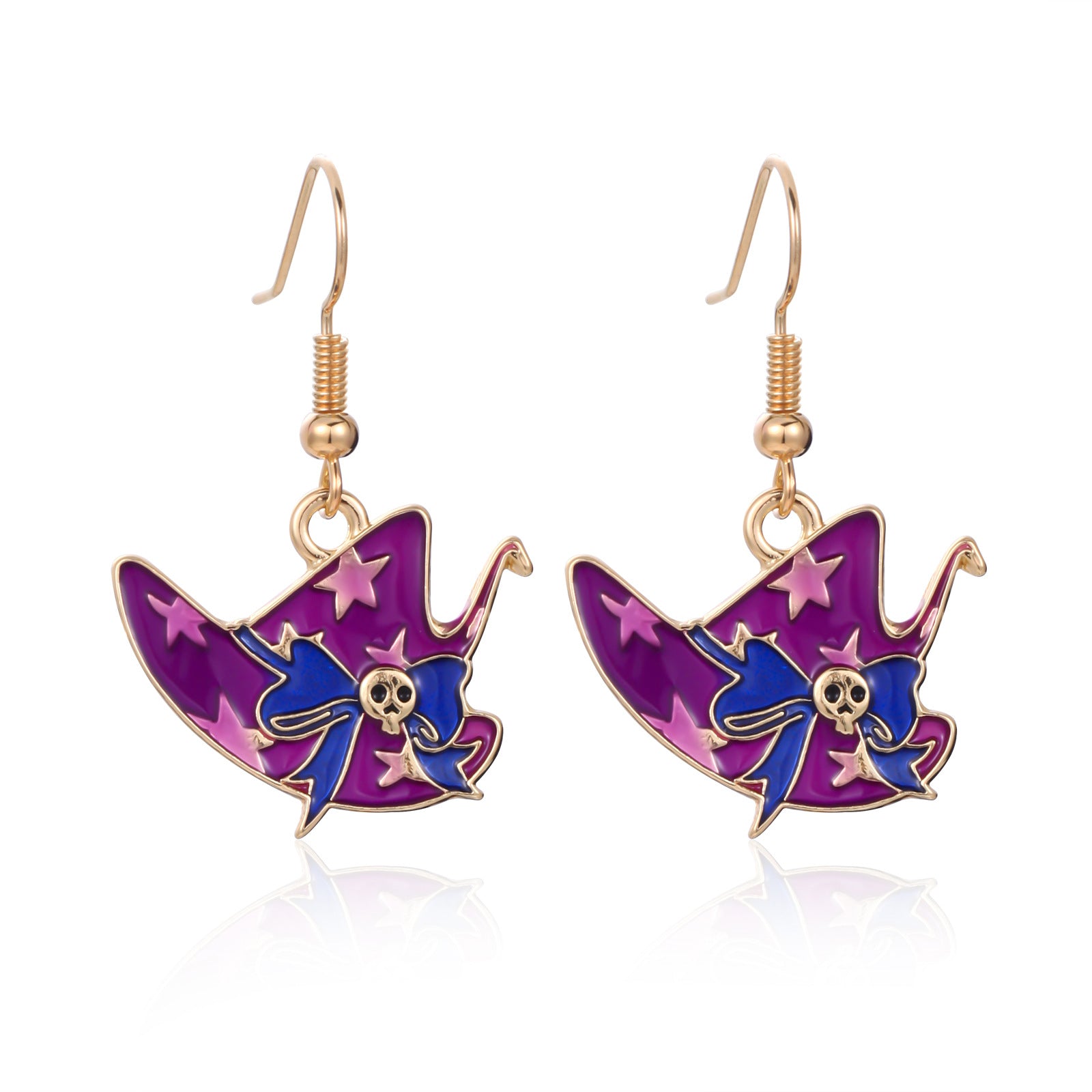 Wholesale  Diamond-Encrusted Zinc Alloy Cat Pumpkin  Web Skull Earrings