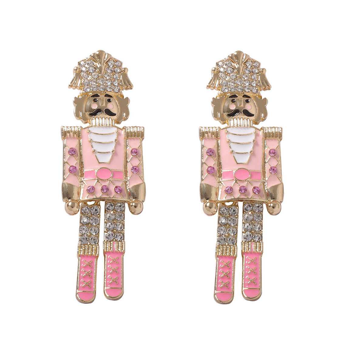 Wholesale Christmas inlaid zircon cartoon king and princess drop oil alloy earrings