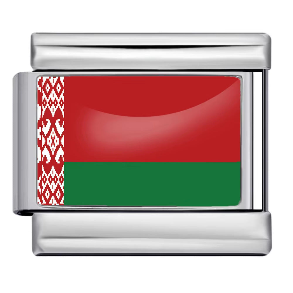 Wholesale Italian Charm Bracelet 9mm DIY Splicing Removable World Flags Stainless Steel Composable Bracelet