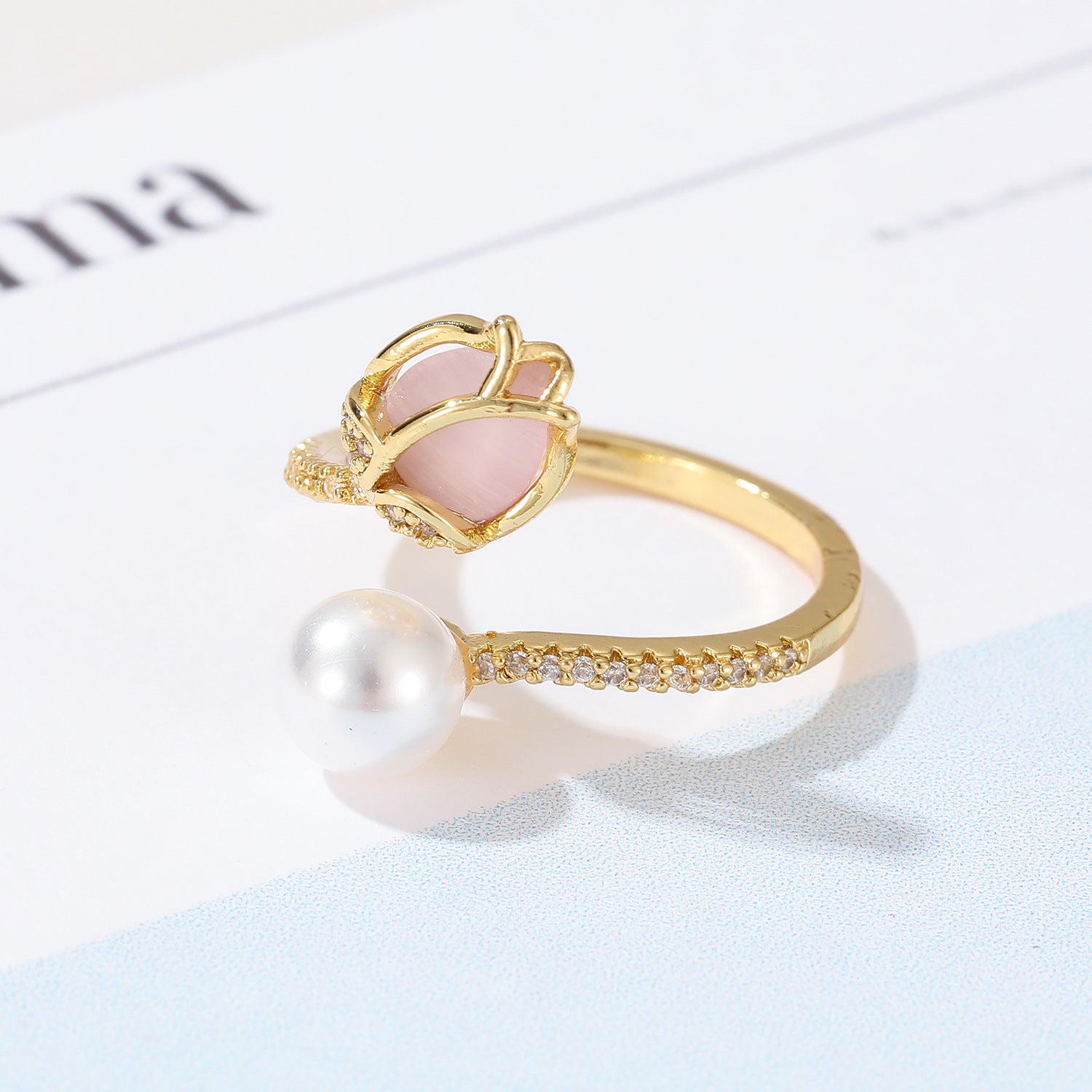 Wholesale Summer Fashion Personality Irregular Tulip Opening Zircon Ring