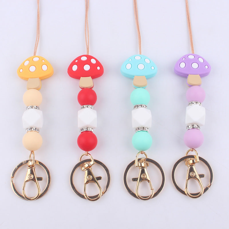 Wholesale Cartoon Mushroom Silicone Bead Necklace Pendant Keychain ACC-KC-GuangTian020