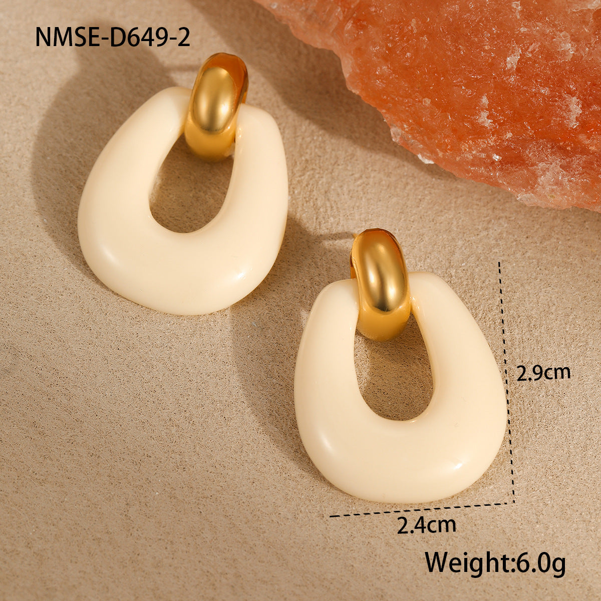 Wholesale  Retro Stainless Steel Earrings Irregular Resin Geometric Design  Earrings