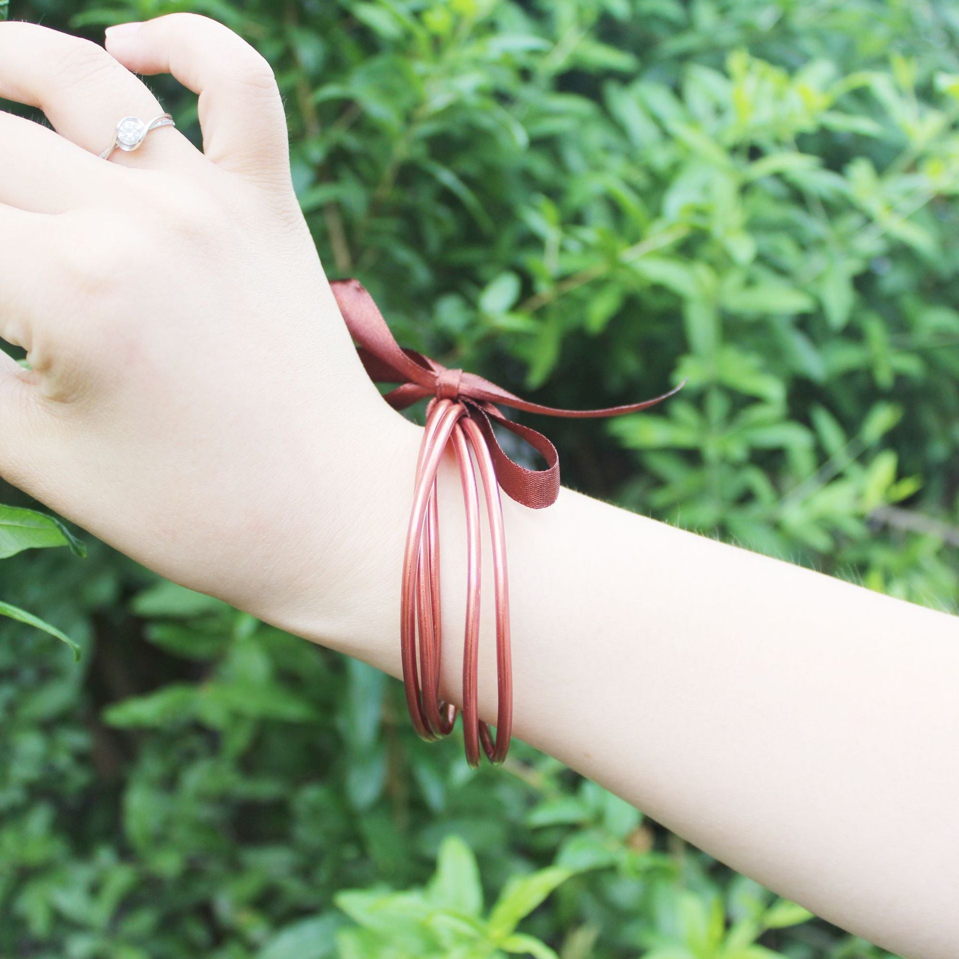 Wholesale Plastic Silicone Tube Gold Foil Jelly Bangles Five Layer Bracelet ACC-BT-YTian001