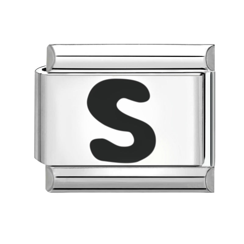 Wholesale Italian modular bracelet 9mm DIY splicing detachable letters titanium steel combinable bracelet