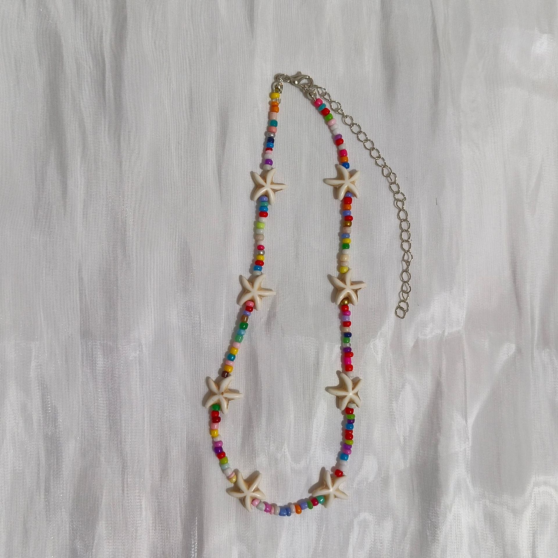 Wholesale  All-match Starfish Pendant Rice Beaded Necklace