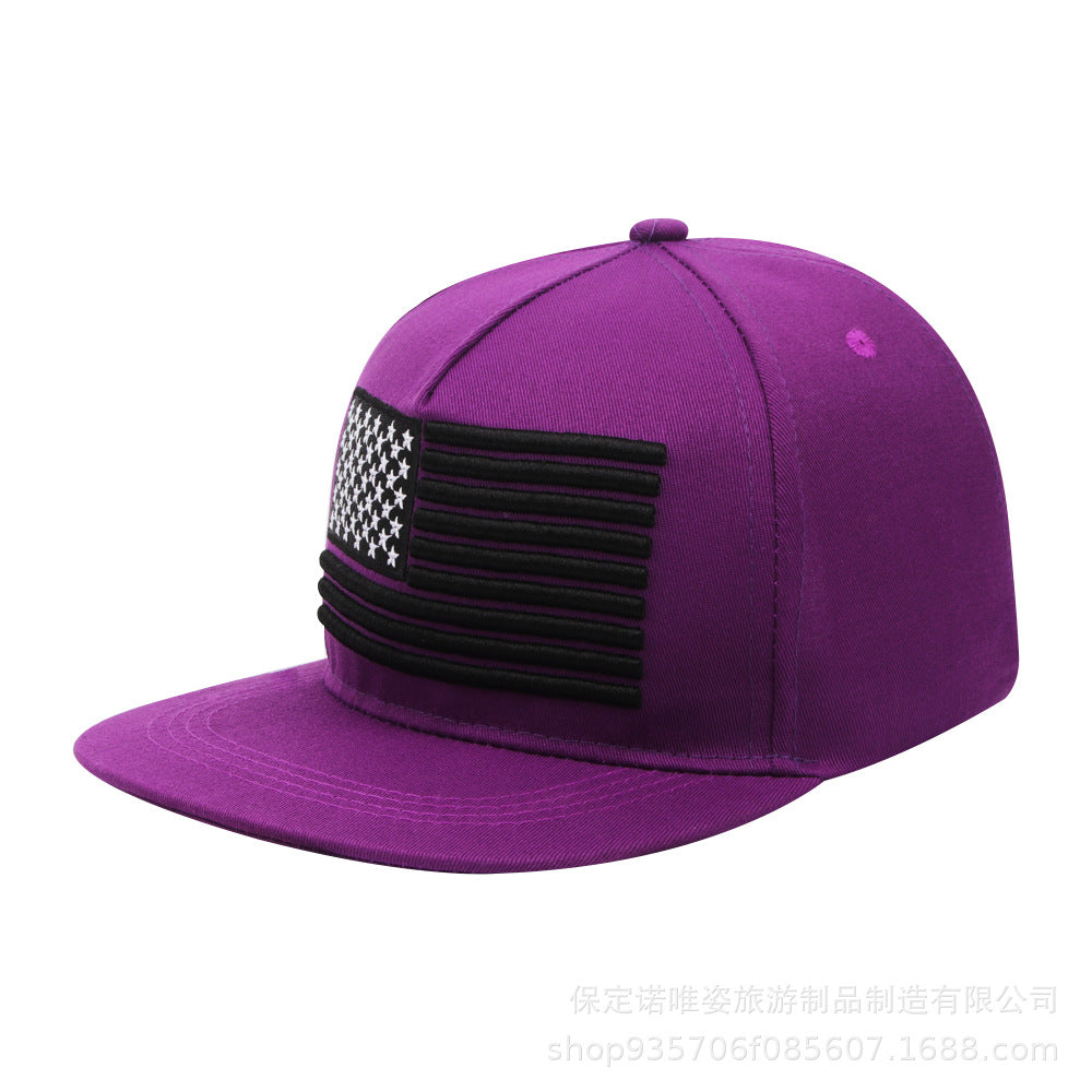 Wholesale Embroidered Flat-Brim Hip Hop Cap National Flag Baseball Cap