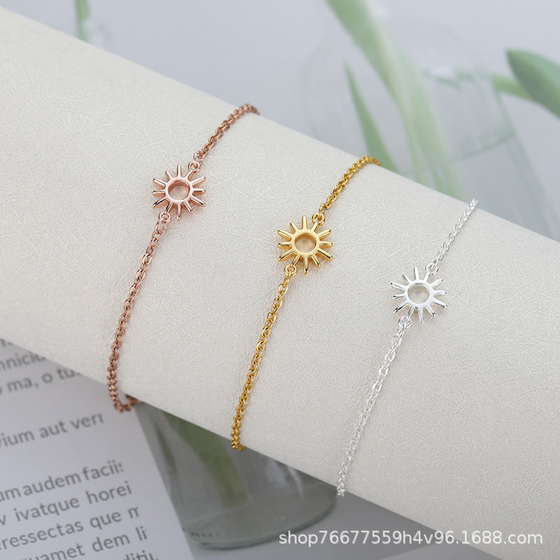 Wholesale Stainless Steel Sun Pendant Bracelet Geometric Zircon Jewelry Accessory for Women Trendy Everyday Wear Gift