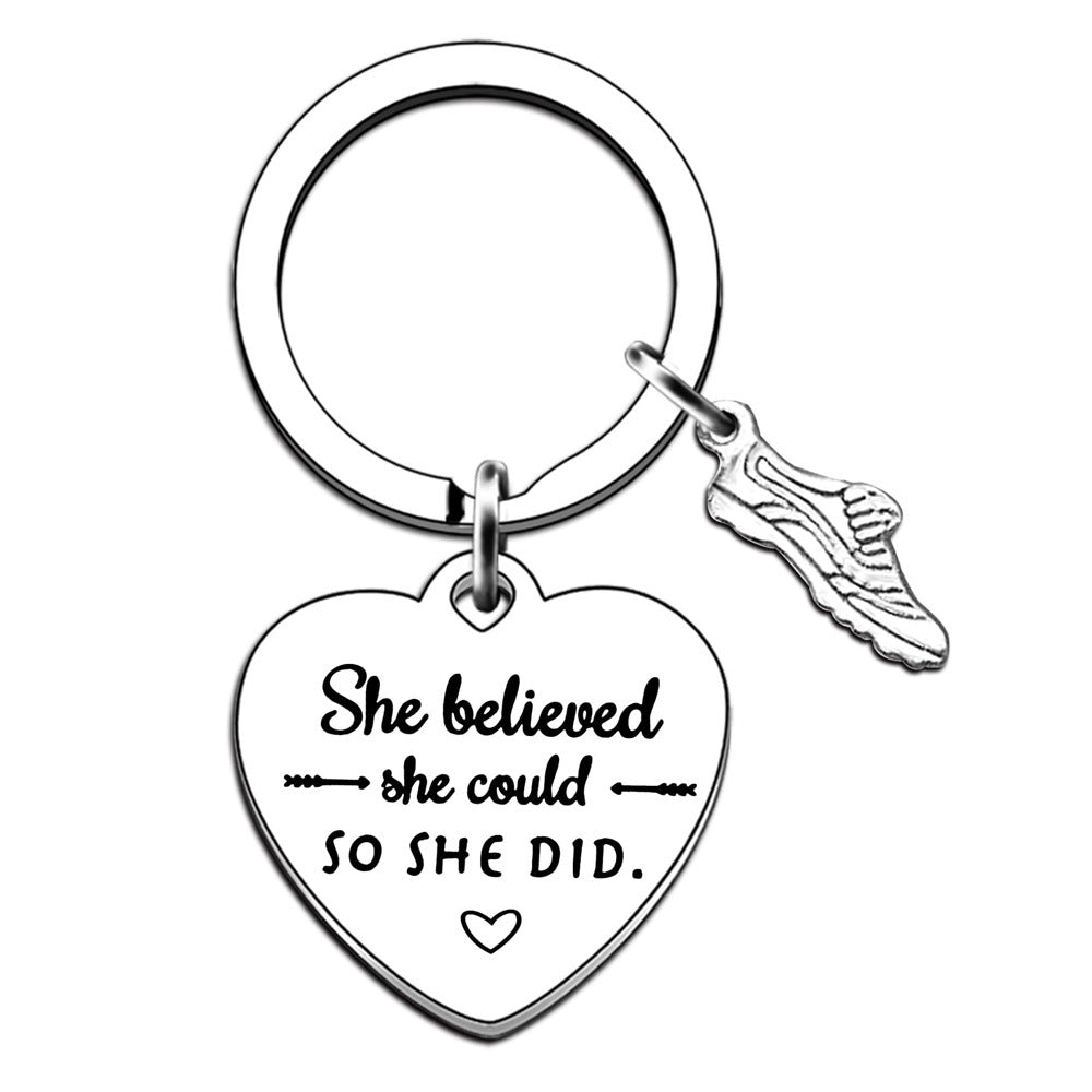 Wholesale Modern Art Stainless Steel Keychain Gift For Marathon Runners And Track Enthusiasts