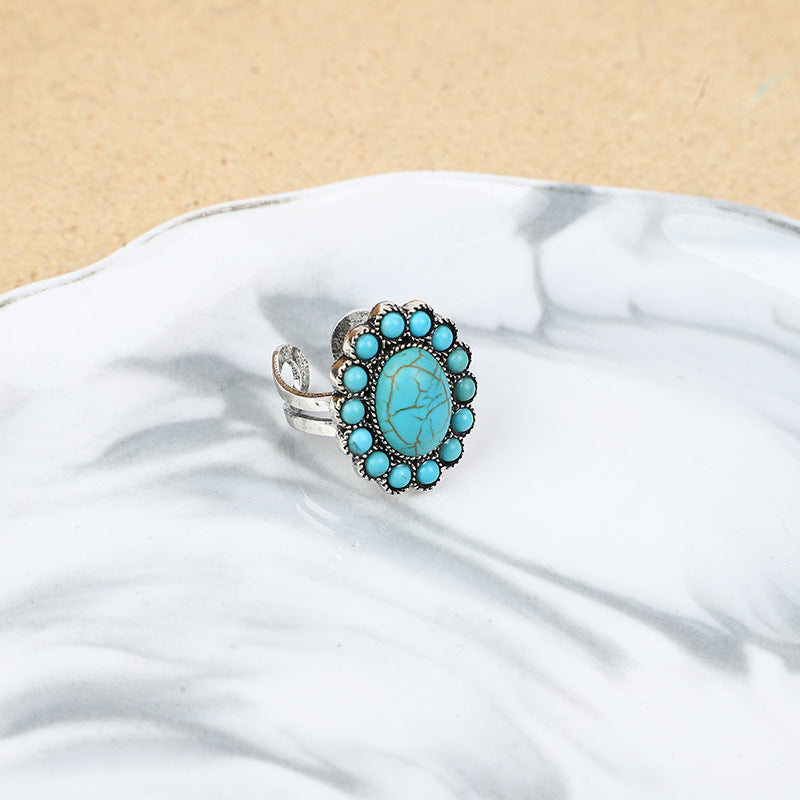 Wholesale Bohemian Western Style Turquoise Rings ACC-RS-Gaoz002