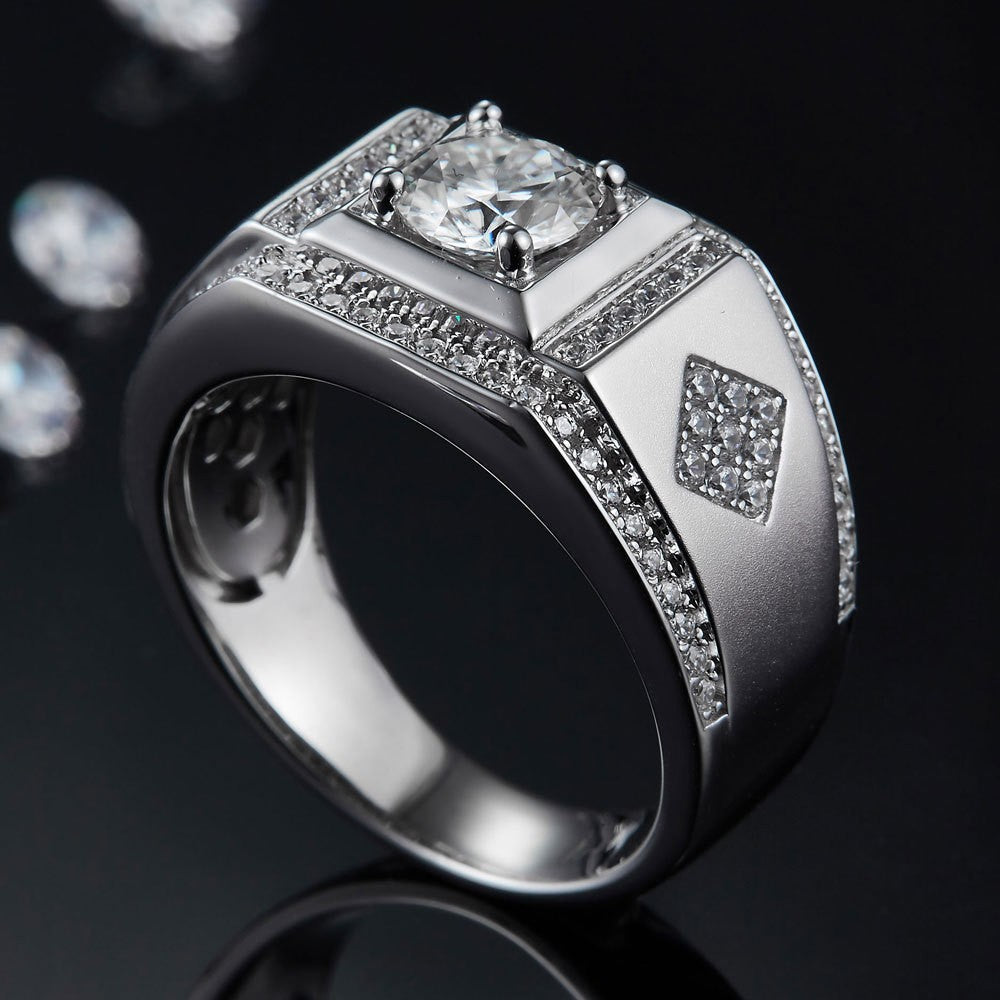 Wholesale 1 karat diamond moissanite 925 silver men's marriage ring
