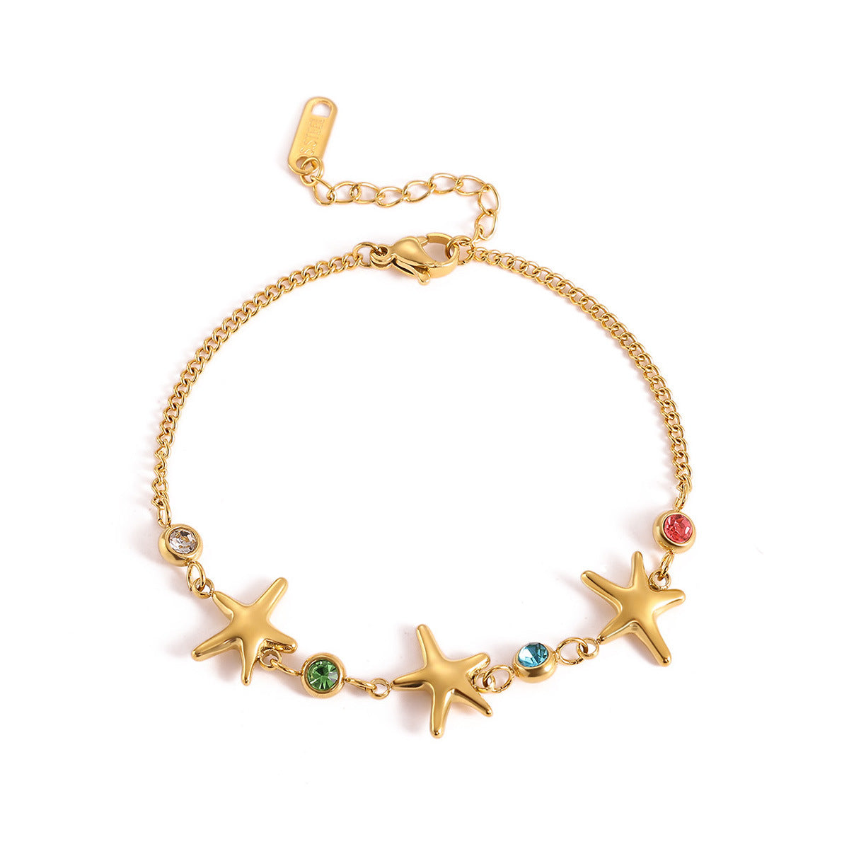 Wholesale Stainless Steel 18k Gold Plated Star Birthstone Bracelet Women' s Jewelry Gift