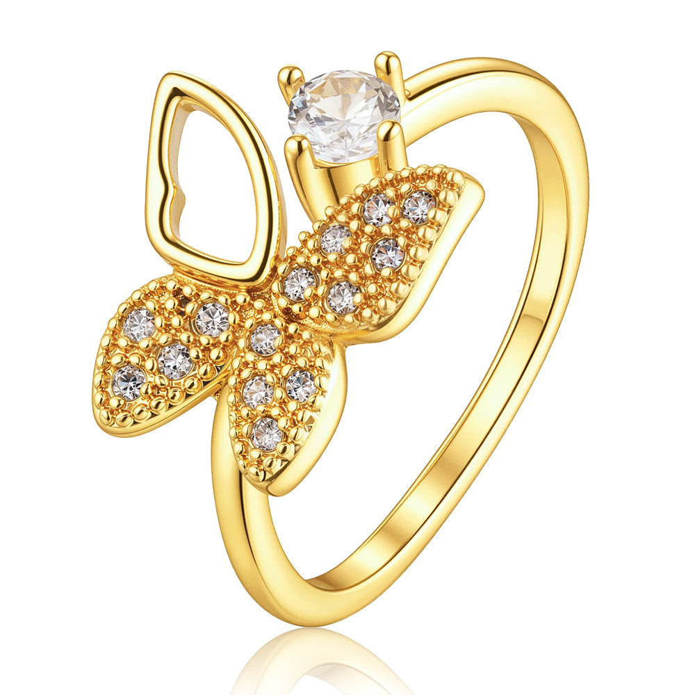 Wholesale Gold Butterfly Moissanite Open Ring For Women Everyday Wear Fashion Accessory