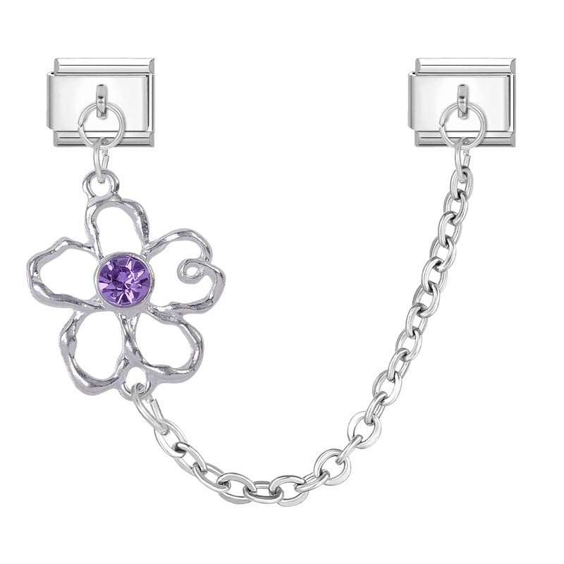 Wholesale Italian Charm Bracelet 9mm DIY Splicing Double Pendant Pentagram Stainless Steel Composable Bracelet