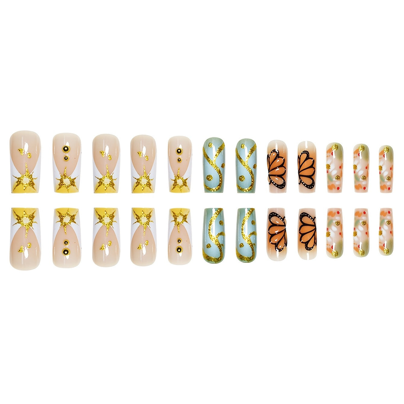 Wholesale 24 Pieces/box Butterfly Stripe Nails Kits Nail Stickers