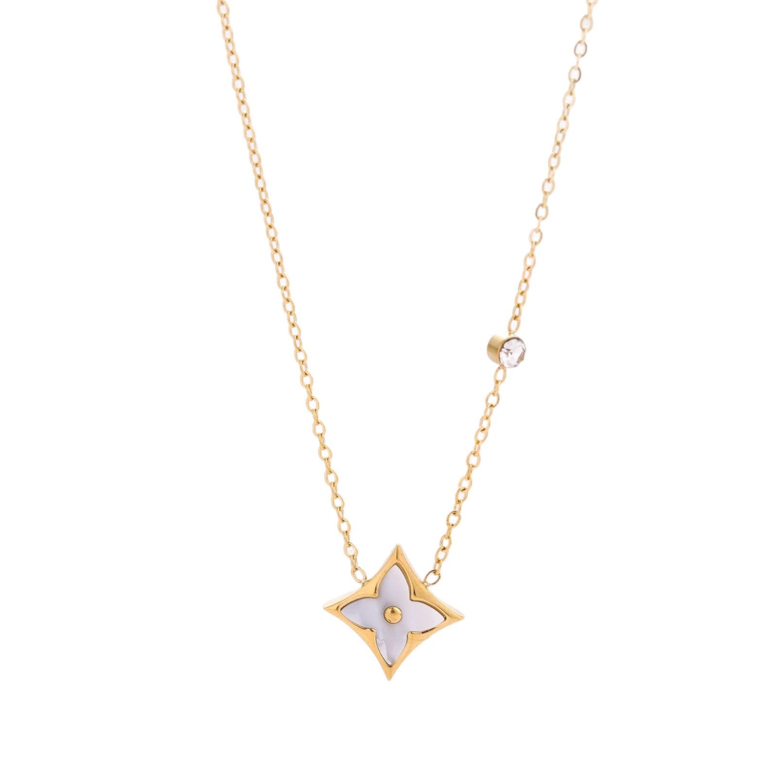 Wholesale Titanium Steel Electroplated Diamond-Shaped Pendant Necklace Korean Style Women' s Gift